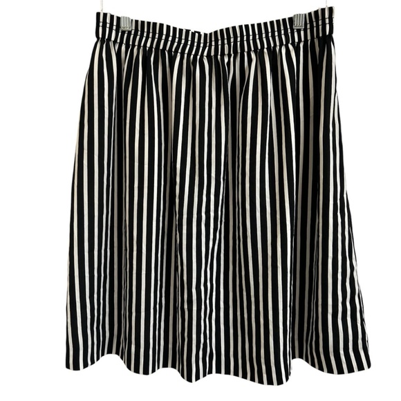 J. Crew Mercantile Womens Size 10 High Waisted Black White Striped Pleated Skirt - Picture 3 of 11
